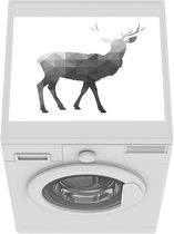 Wasmachine beschermer mat - Geometrische illustratie van een rood hert - zwart wit - Breedte 55 cm x hoogte 45 cm