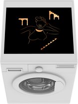 Wasmachine beschermer - Wasmachine mat - Vrouw - Goud - Zwart - Line art - 55x45 cm - Droger beschermer