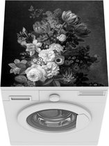 Wasmachine beschermer mat - Stilleven met bloemen - Schilderij van Eelke Jelles Eelkema - zwart wit - Breedte 60 cm x hoogte 60 cm