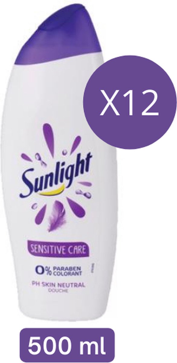 Sunlight Zeep - Douchegel - Sensitive Care - pH-Huidneutraal - Voordeelverpakking 12 x 500 ml