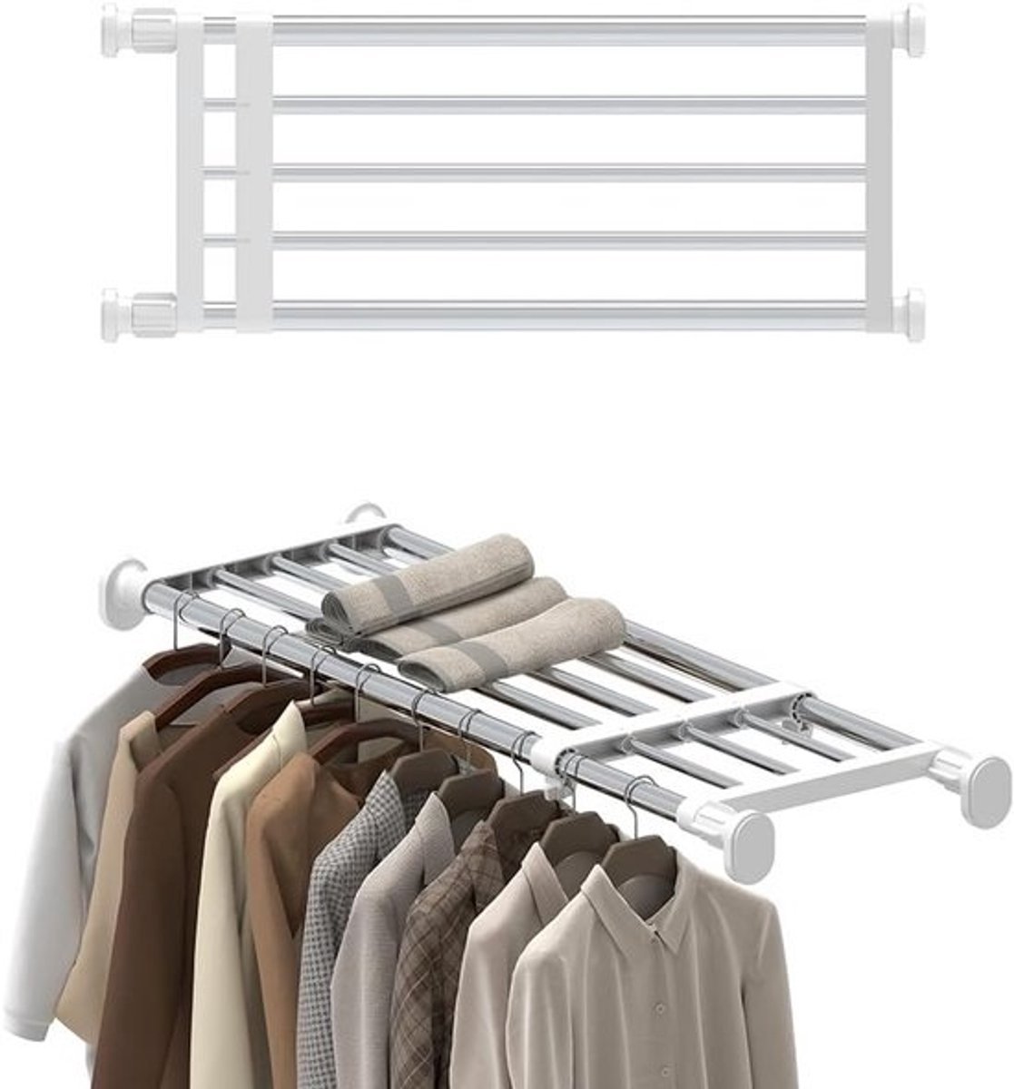 Uitbreidbare Kaststang voor Kleding en Opslag - Verstelbare Telescopische Ophangrail