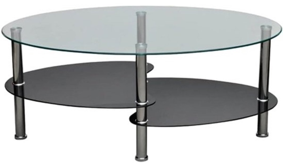 Salontafel Zwart Glas 3-Laags Ontwerp - Stijlvolle Moderne Bijzettafel