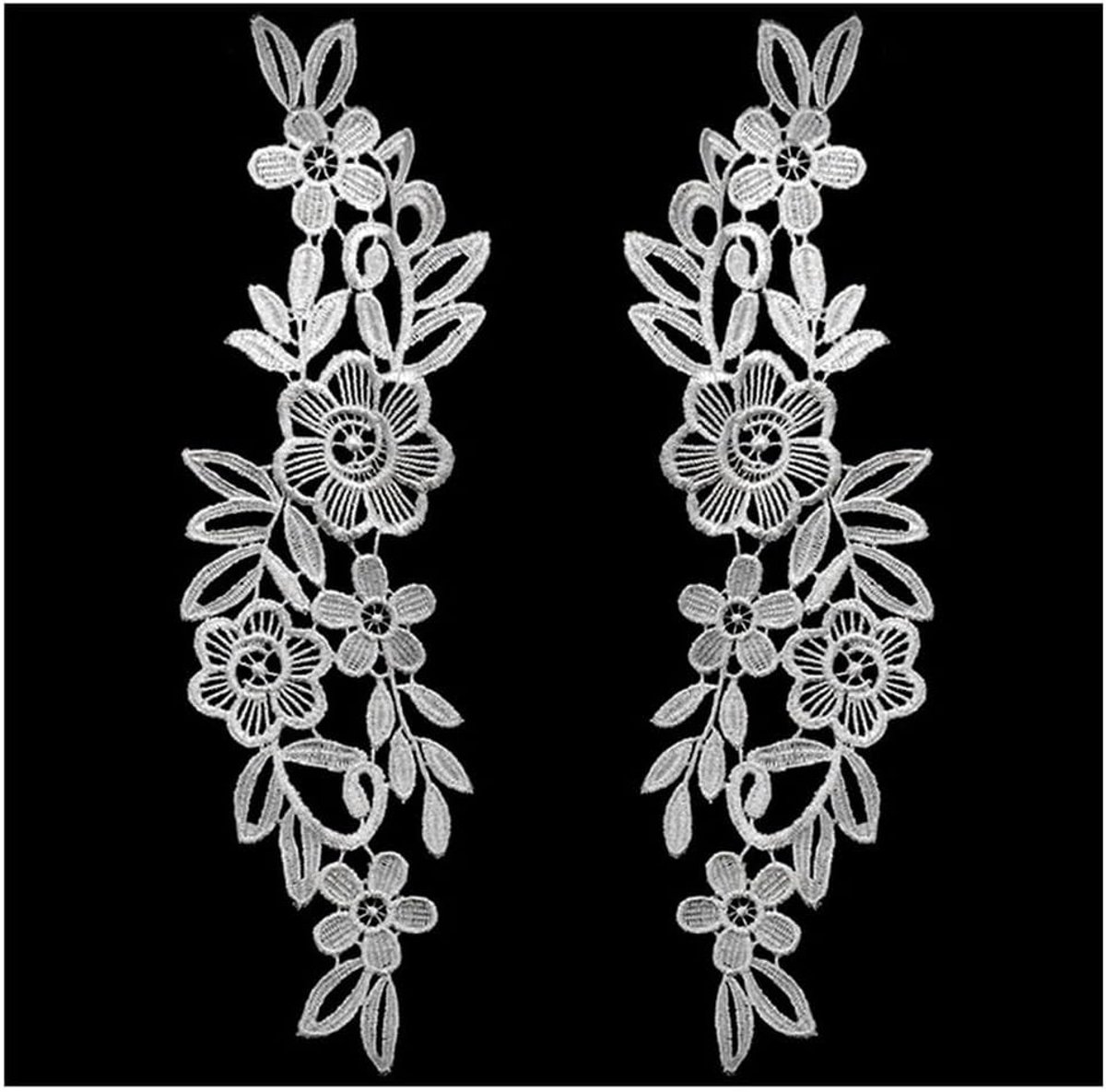 Lace Appliques voor DIY Creaties, Bloemige Borduurwerk, Kant Rand en Tulle Versiering voor Kostuums, Jurken en Bruiloften, Wit