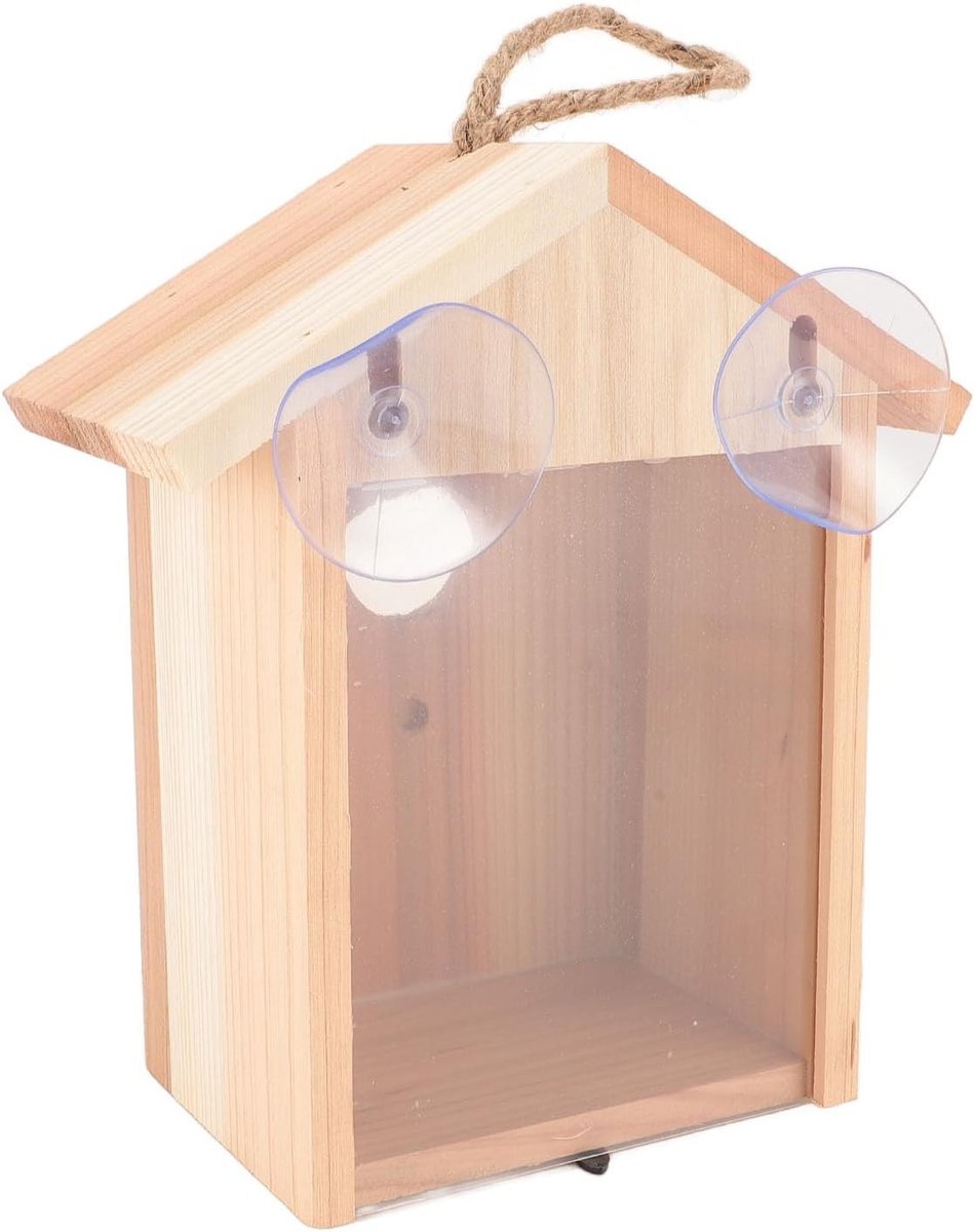 Houten Vogelhuisje met Transparante Raam voor Tuin, Patio en Balkon - Ideaal voor Vogelnesten en Tuindecoratie