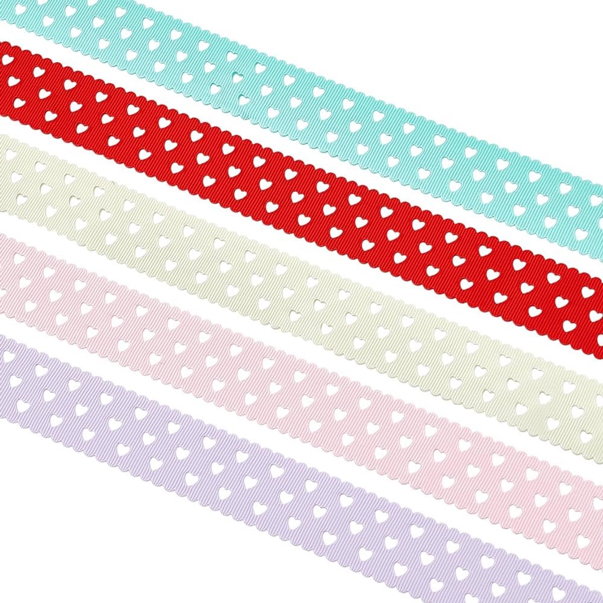 5 rollen 25 meter hart lus lint 5 kleuren 30mm/1,18 inch brede grosgrain trim natuurlijke visgraat keperstof tape lint met hart voor geschenkverpakking naaien bruiloft partij decoratie