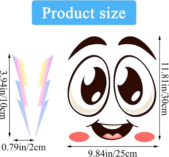 Stickers voor robotmaaier, bliksemdesign, 10 x 2 cm, grappige ogen, pvc, weerbestendig, decoratie, grasmaaier, robotaccessoires, compatibel met de meeste modellen (Au Laser) — afbeelding 2