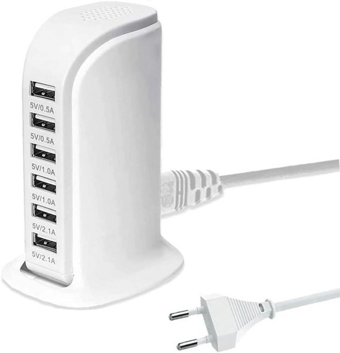 Multi-USB Oplader, 30W 6-Poorts USB Voedingsadapter, USB Desktop Oplaadstation voor Telefoons en Tablets