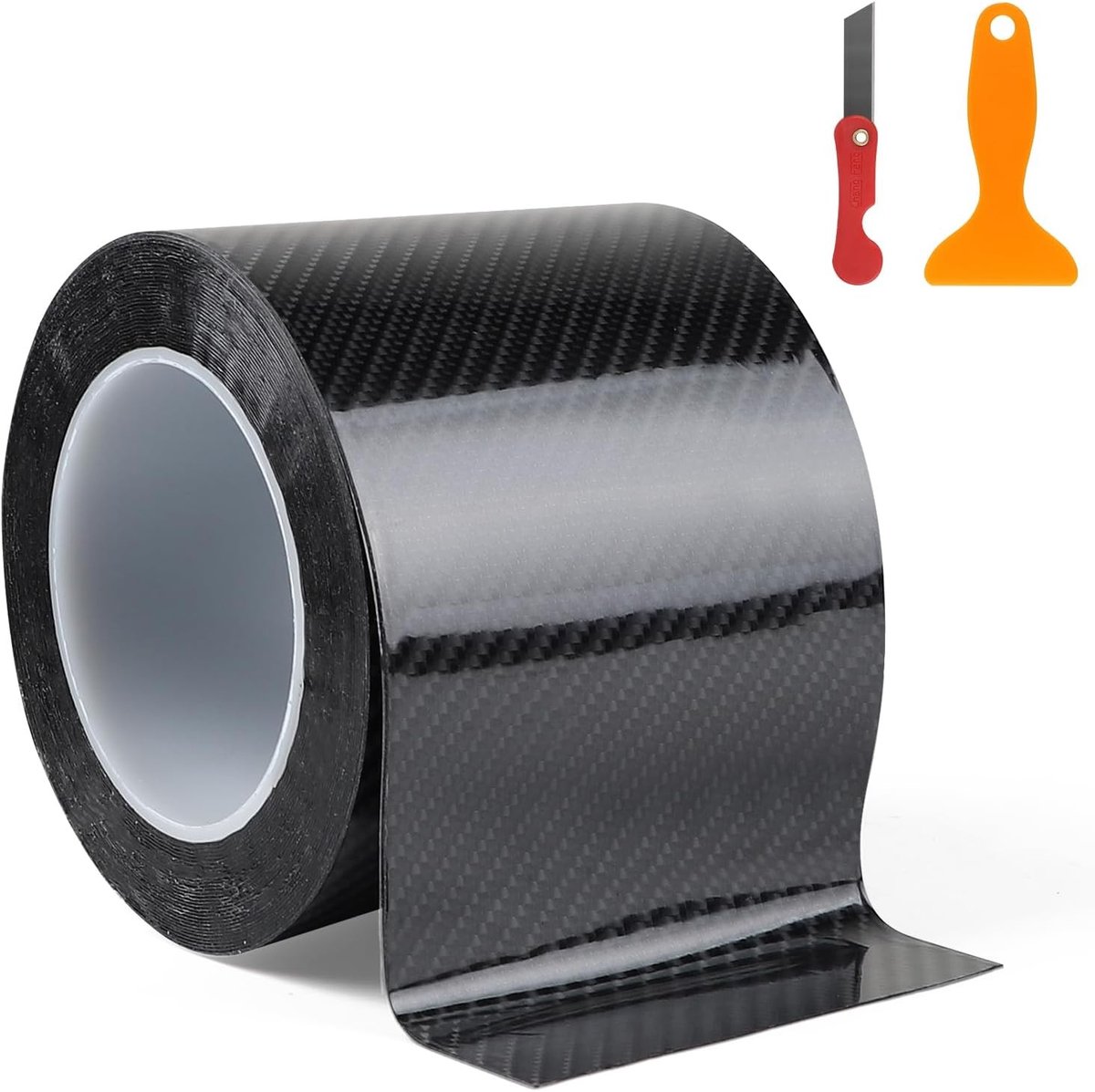 Zelfklevende carbon fiber tape, zwart en glanzend, 10 cm x 10 m - ideaal voor reparaties, decoratie en bescherming