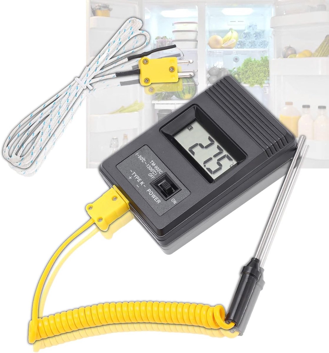 Nauwkeurige Digitale Thermometer met LCD Scherm en K-Type Plug voor Industrieel Gebruik en Temperatuurmeting