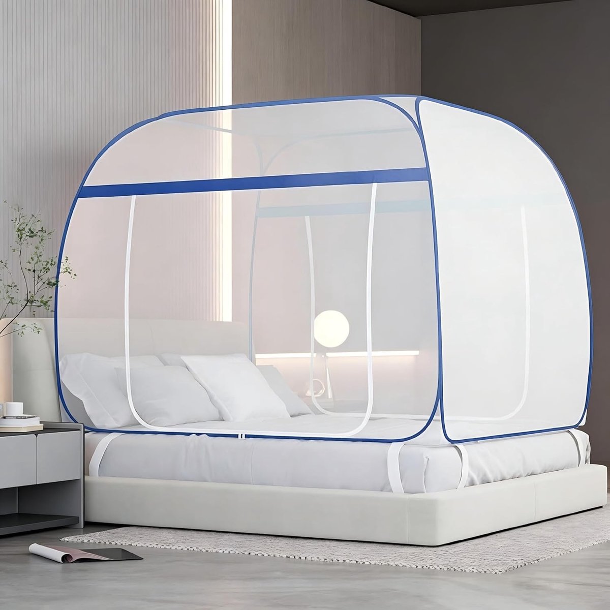 Pop-up Muggennet voor Bed 180 cm x 200 cm - Vouwbaar Insectenbescherming, Ideaal voor Reizen, Buiten en Thuisgebruik