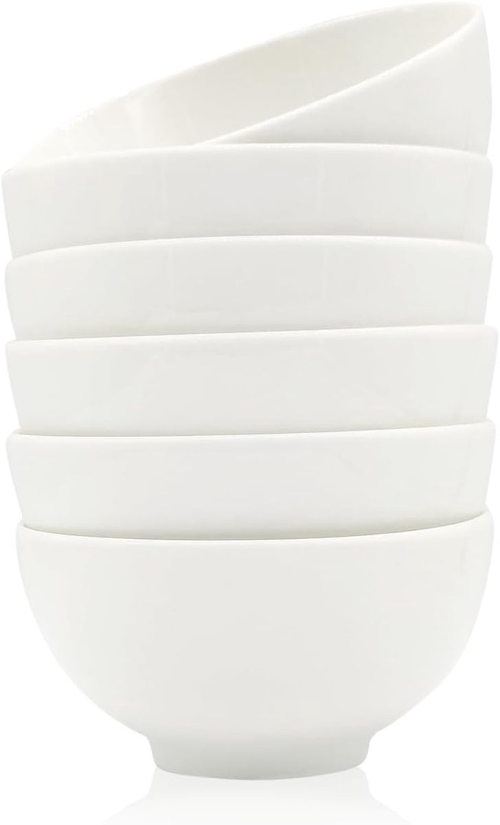 Set van 6 hoogwaardige keramische kommen, 300 ml, perfect voor ijs, desserts en snacks, stapelbaar en kindvriendelijk, eenvoudig schoon te maken