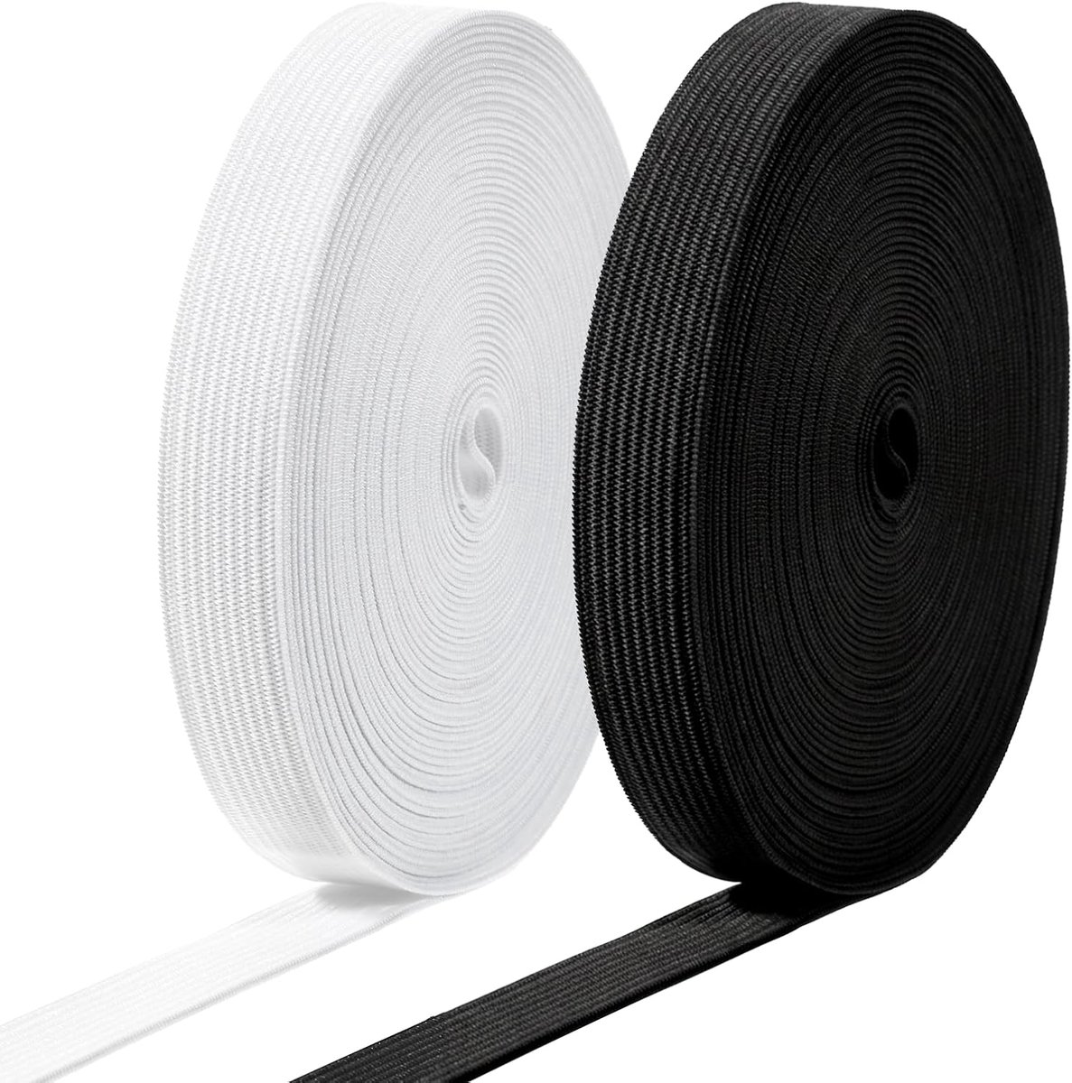 Elastische band, 15 mm breed, elastische band, broekelastiek voor broeken, doe-het-zelf handwerk, stoffen om te naaien, zwart + wit