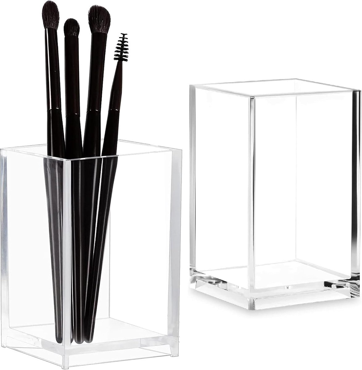 2 stuks pennenhouders van transparant acryl, penseelhouder voor make-up, pennenhouder voor bureau, organizer voor school, kantoor, bureau en accessoires