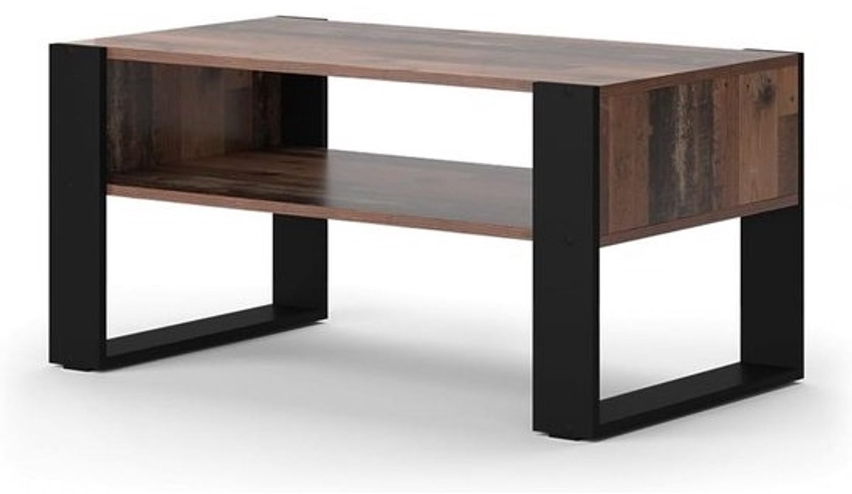 Salontafel - Woonkamertafel - Opbergen Woonkamer - Met Extra Plank - 92 cm - Antiek Hout Zwart