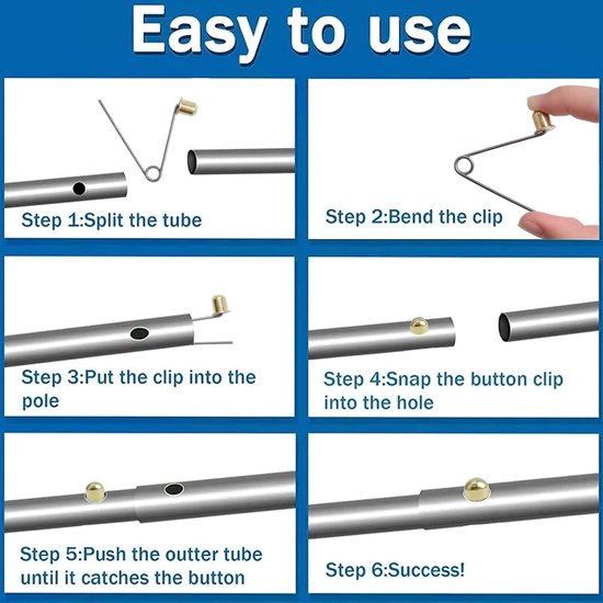 Tent Pole Klemmen - 8 Stuks Kayak Paddle Veer Snap Clips van Koolstofstaal voor Kamperen en Peddelen, Geschikt voor 8mm Knoppen en Tentpalen — afbeelding 3