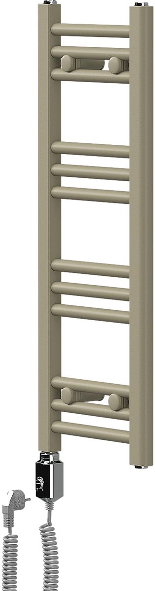 LuxeBath Elektrische Badkamerradiator Sahara 300 x 800 mm rechte zijdelingse aansluiting handdoekradiator verwarmingselement 300W met hoge thermische geleidbaarheid voor wandmontage stalen en poedergelakt handdoekverwarming voor badkamer mat beige