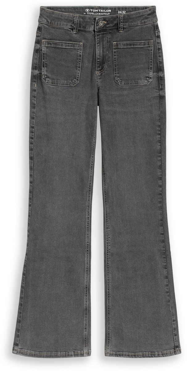 Tom Tailor - TTSTELLA bootcut-jeans met opgestikte zakken - Maat 27/32 - clean mid stone grey denim