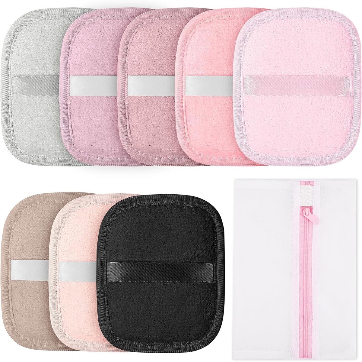 8 Stuks Herbruikbare Make-up Verwijderdiscs van Microvezel, Zachte en Wasbare Wipes voor Gezichtsreiniging en Make-up Verwijdering