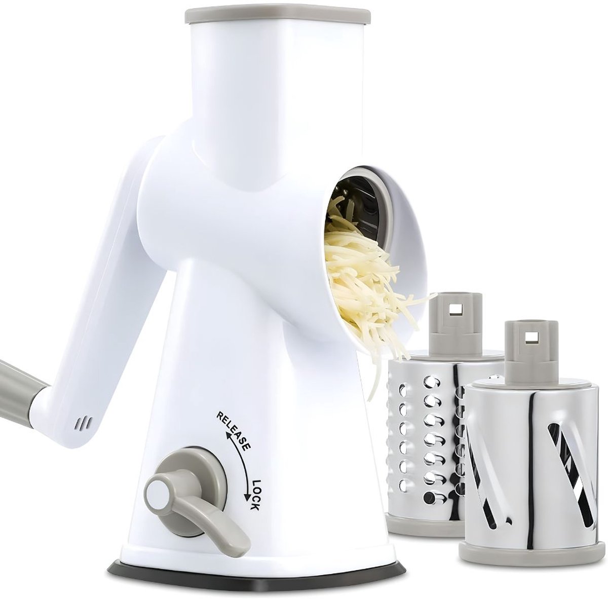 JCP® Kaasrasp - Multifunctionele rasp - Roterende kaasrasp - Zilver - 12cm x 13cm x 24cm