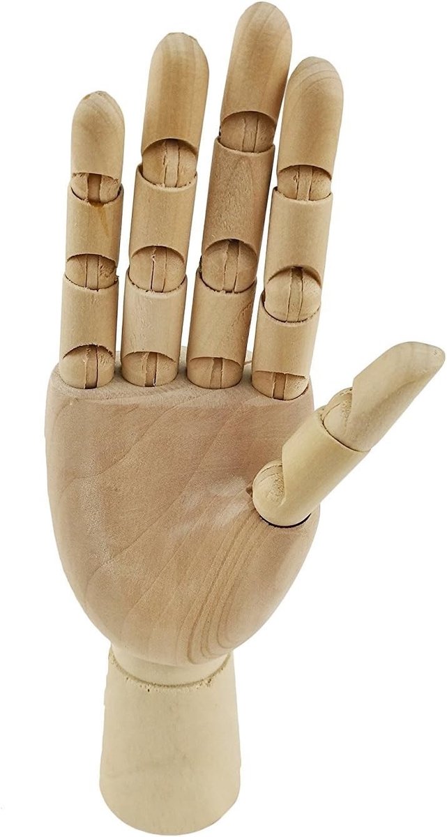 Verstelbaar houten handmodel voor kunstenaars - Mannequin hand voor schetsen, tekenen en sieradenpresentatie (rechts)