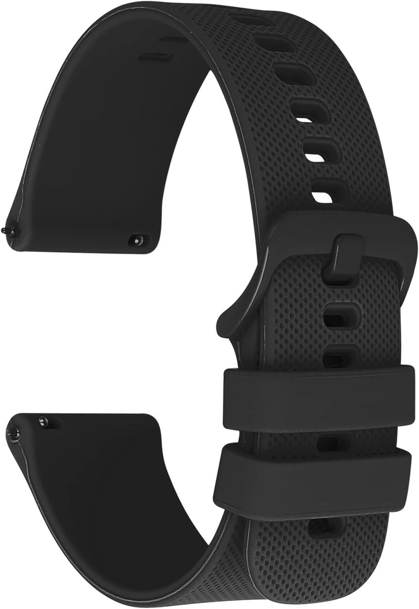 Metalen horlogeband - Zwart - 22 mm - Siliconen waterdichte horlogeband met snelsluiting - Voor dames en heren