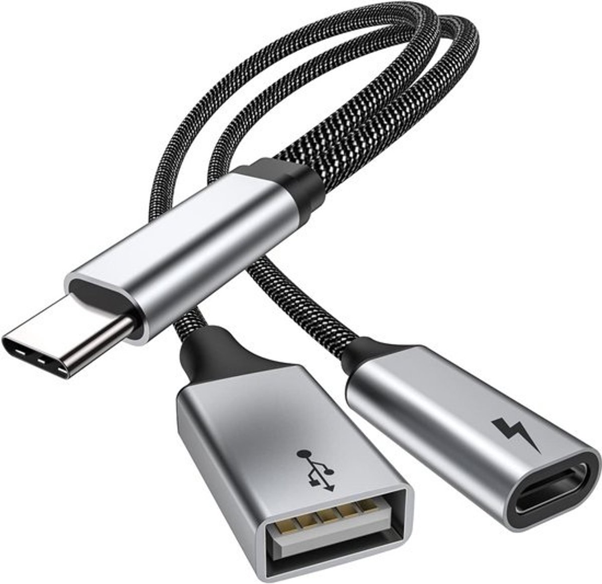 USB C Splitter Adapter met 60W PD Snellaadfunctie en OTG Ondersteuning