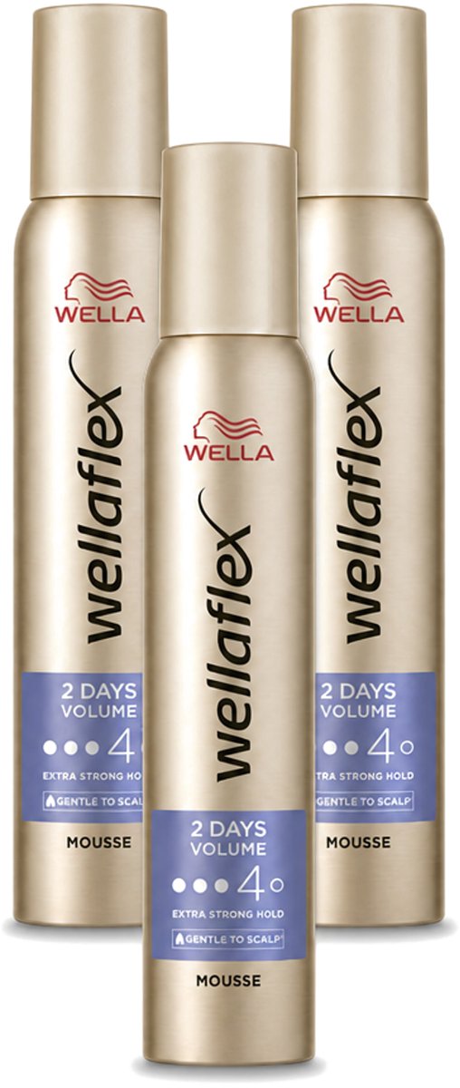 3 x Wella – Flex 2 Days Volume – Haarmousse – 200 ml - Voordeelverpakking - 3 stuks