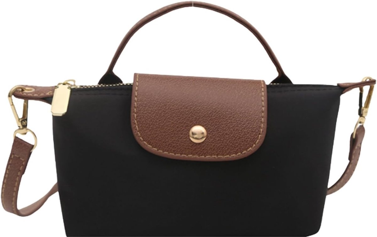 Hobo tas dames - Zwart - 20 x 9,5 x 5 cm - Compact en Lichtgewicht Mini Schoudertas - Voor Dagelijks Gebruik