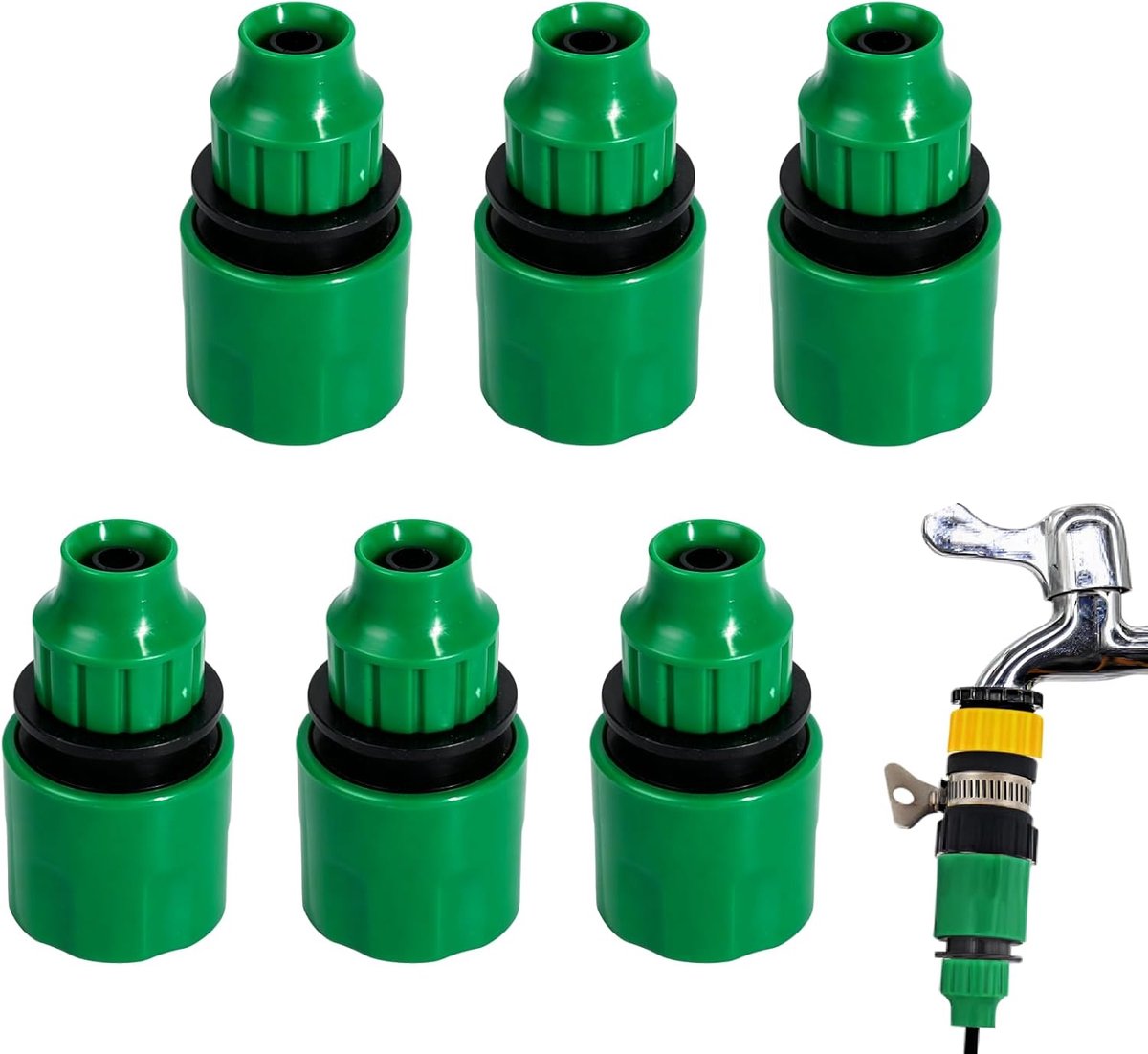 Set van 6 slangverbinders 8/12 mm – Micro Drip-bewateringssysteem adapter, tuinslangverbinder, slangadapter, snelkoppeling voor druppelslang en balkon, tuinbewateringssysteem accessoires