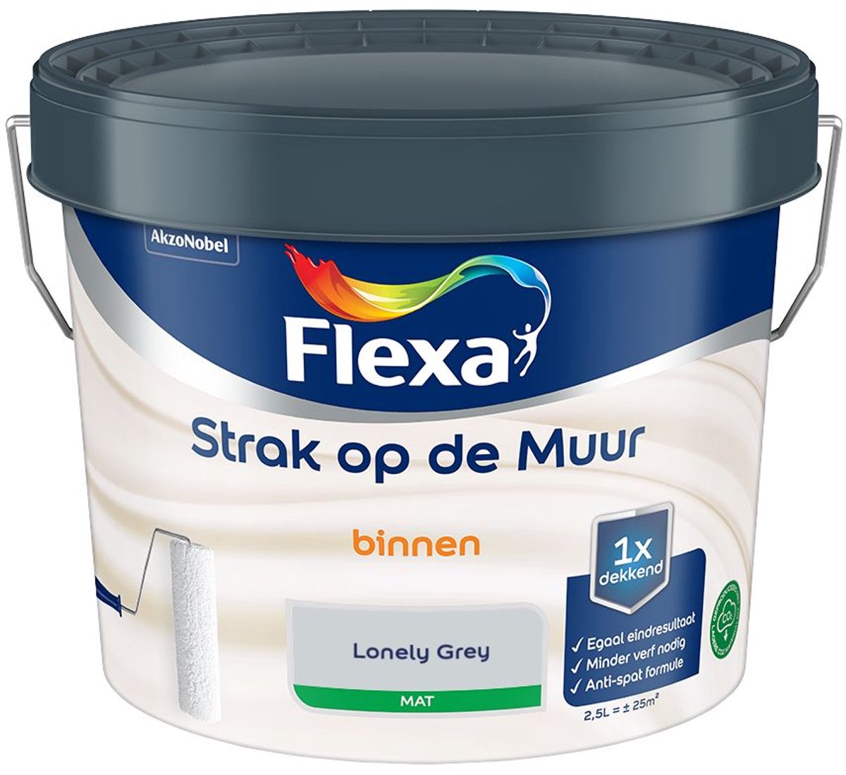 Flexa - Strak Op De Muur Binnen Mat - Lonely Grey - 2,5 L - Kleur Van Het Jaar 2027