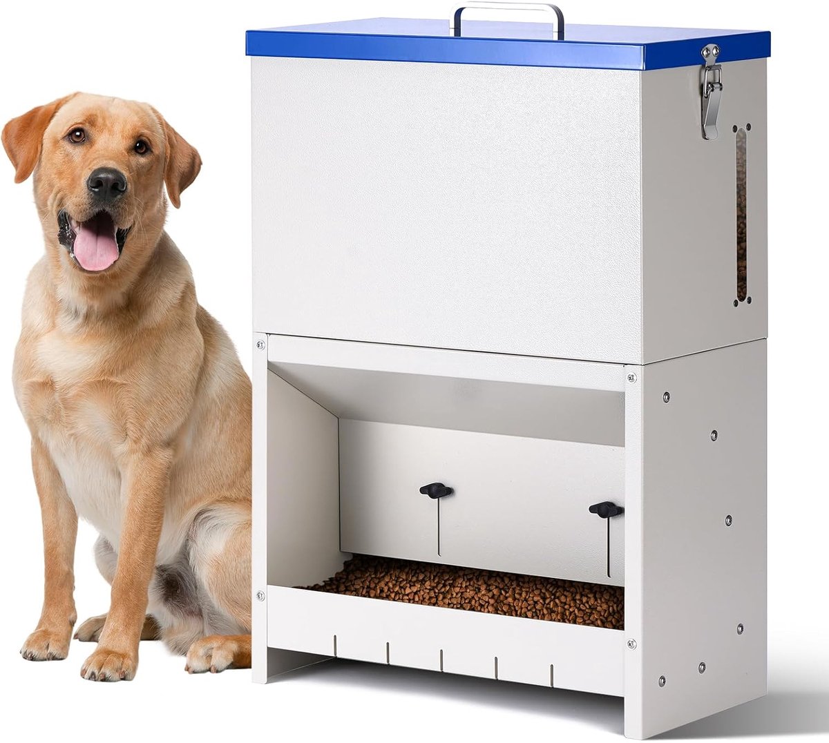 Hondenvoeding voor grote honden voor buiten, 10 kg, hondenvoerdispenser, gegalvaniseerde voeding, metaal, zwaartekracht, hondenvoer, hondenvoerstation voor groot ras voor huisdieren (10