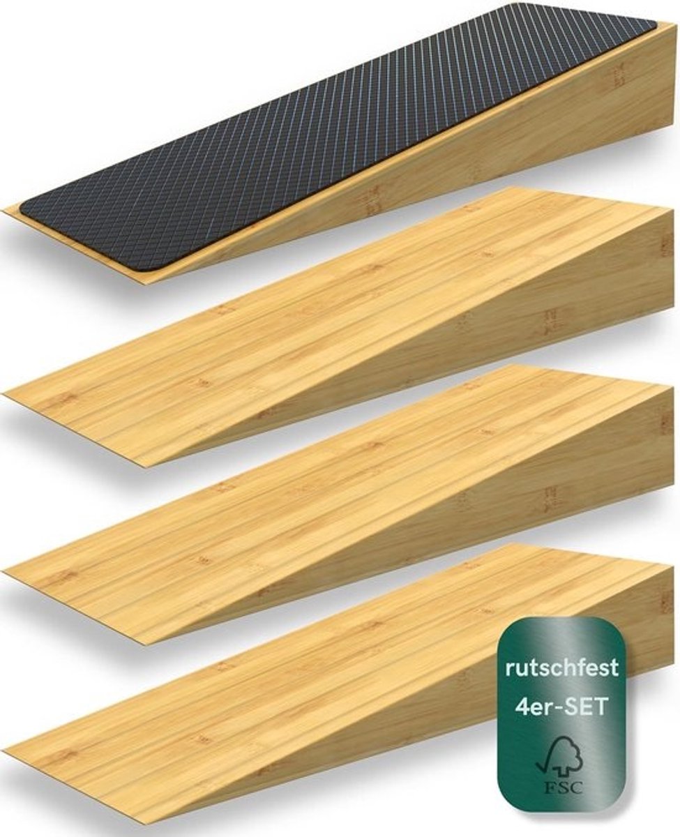 Power Door Wedge Non-Slip Bamboo Wood Set of 4 Solid Door Stoppers Wood with Rubber for All Floors Door Wedges for Heavy Doors Steel Door Wooden Door or Glass Door Bamboo Wedge for Windows Pack of 4