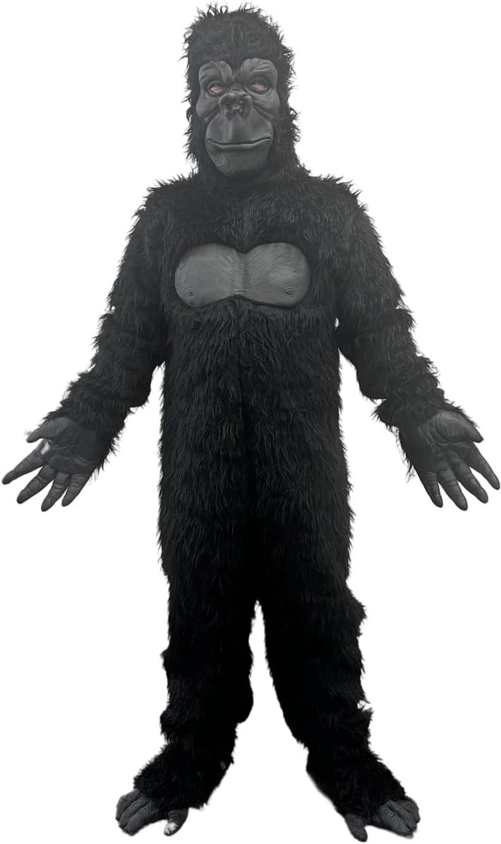 Gorillakostuum voor heren, compleet kostuum van bont met handen en voeten, voor Halloween, cosplay, feest, carnaval