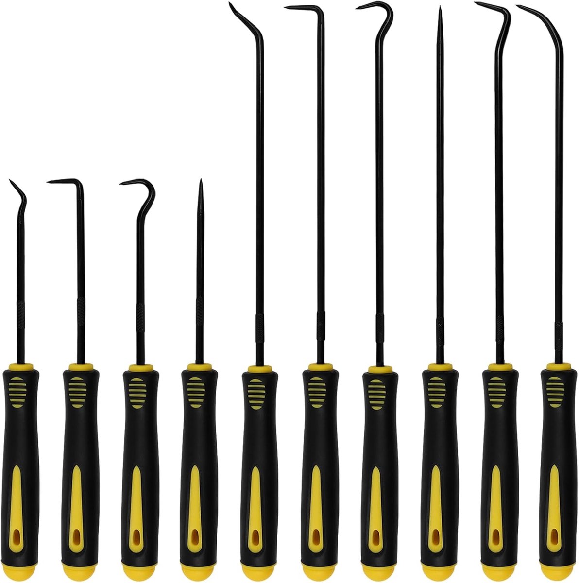 10-delige pick en haakset, asafdichtring, gereedschapshaak, universele precisie-haak, mini-precisiehaak, montage-ijzer, nagellifter set voor olieringen, O-ring, afdichting, auto, slangen