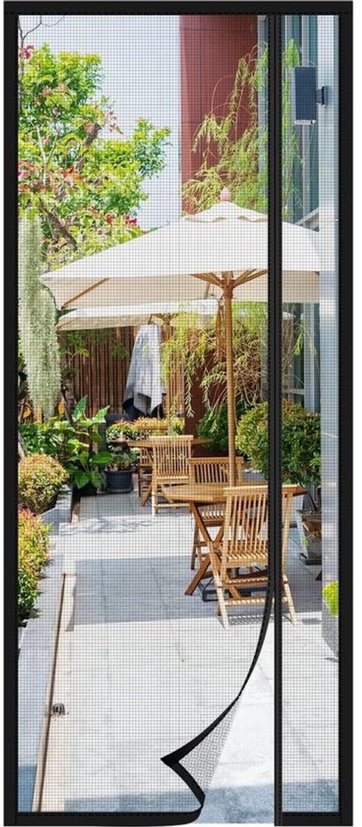 Vliegenhordeur magnetisch aan beide zijden te openen - duurzaam glasvezelweefsel - 90 x 212 cm - zwart screen door