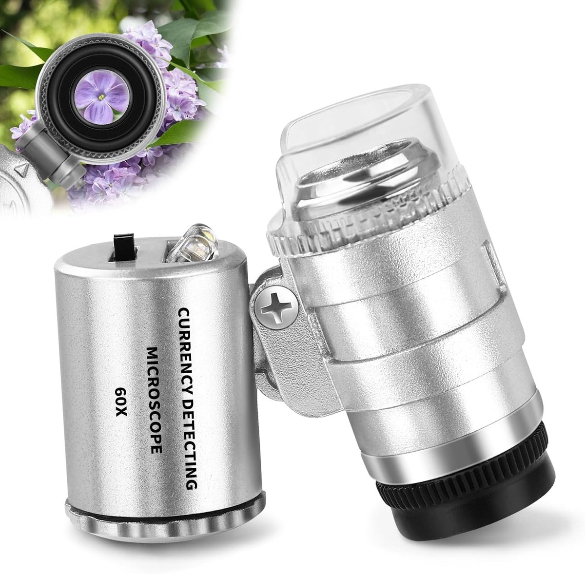 Juweliersvergrootglas 60X met licht - Mini zakmicroscoop - LED/UV edelsteen vergrootglas - Tricome voor nauw werk, sieraden, munten