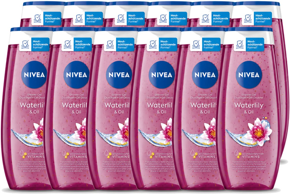 12 x Nivea – Douchegel – Waterlily & Oil – 250 ml - Voordeelverpakking - 12 stuks