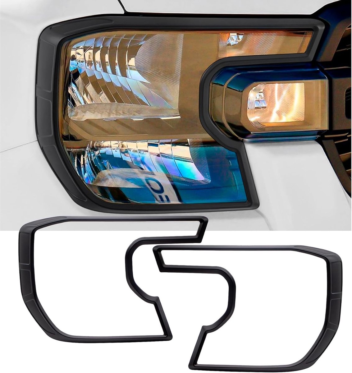 ring voor koplampen, compatibel met Ford Ranger 2023-2024-2025 T9 XL XLT Tremor, ringafdekking voor koplampen (zwart)