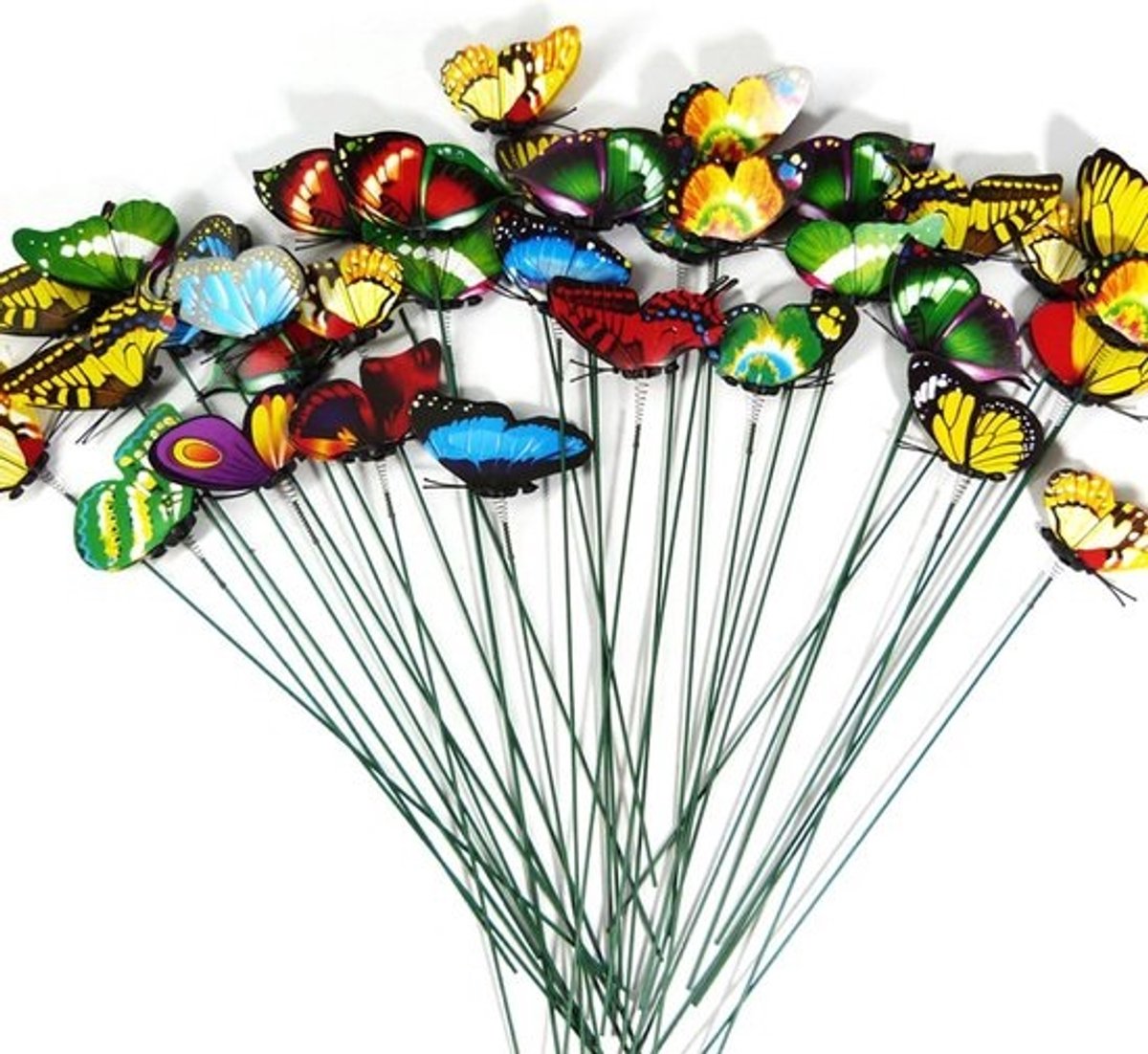 50x Decoratieve Tuin Vlinders op Stokjes - Weerbestendige PVC Staken voor Balkon en Feest