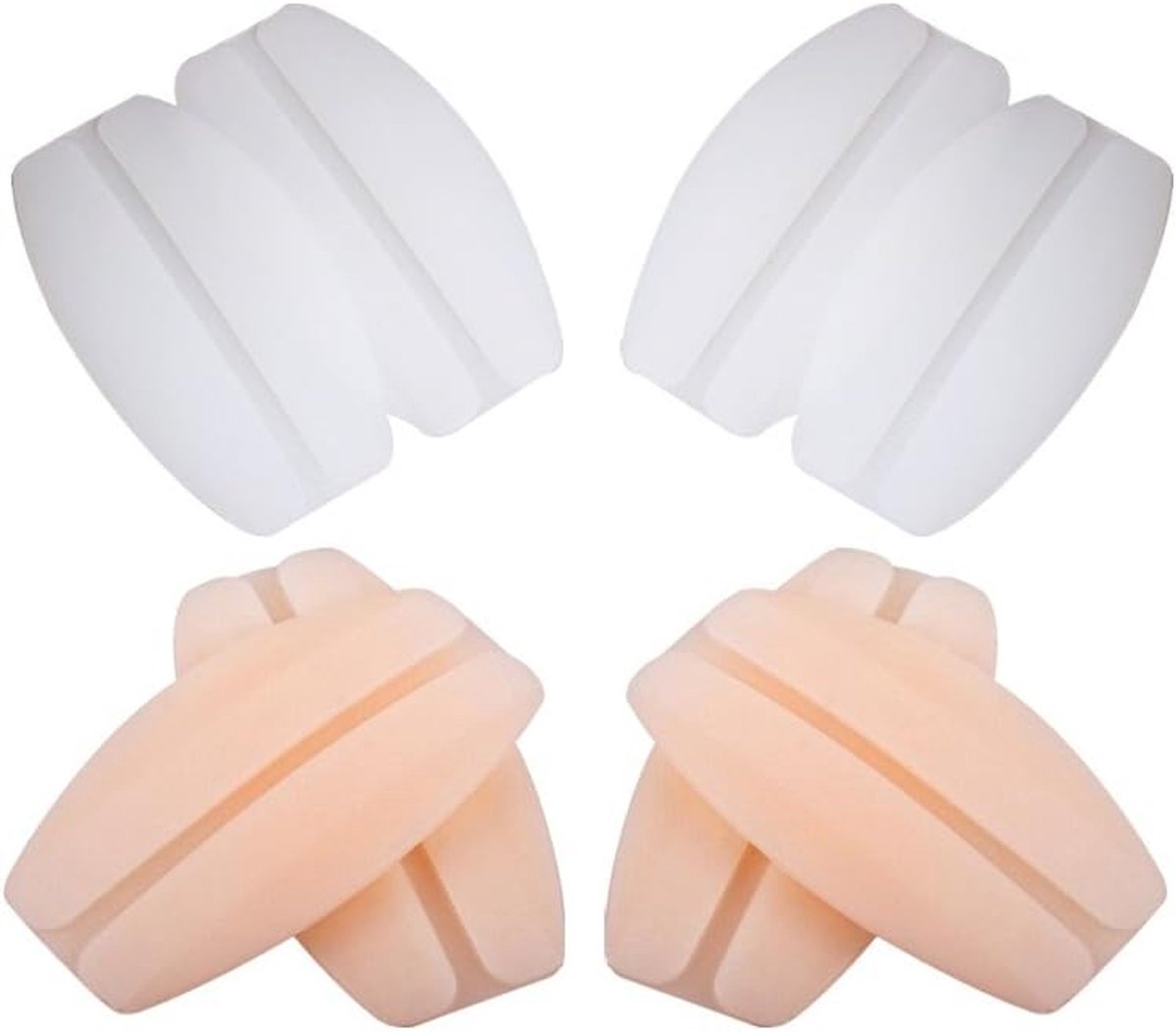 BH-dragerkussen, siliconen, antislip, buigzaam, 4 paar (beige en wit)