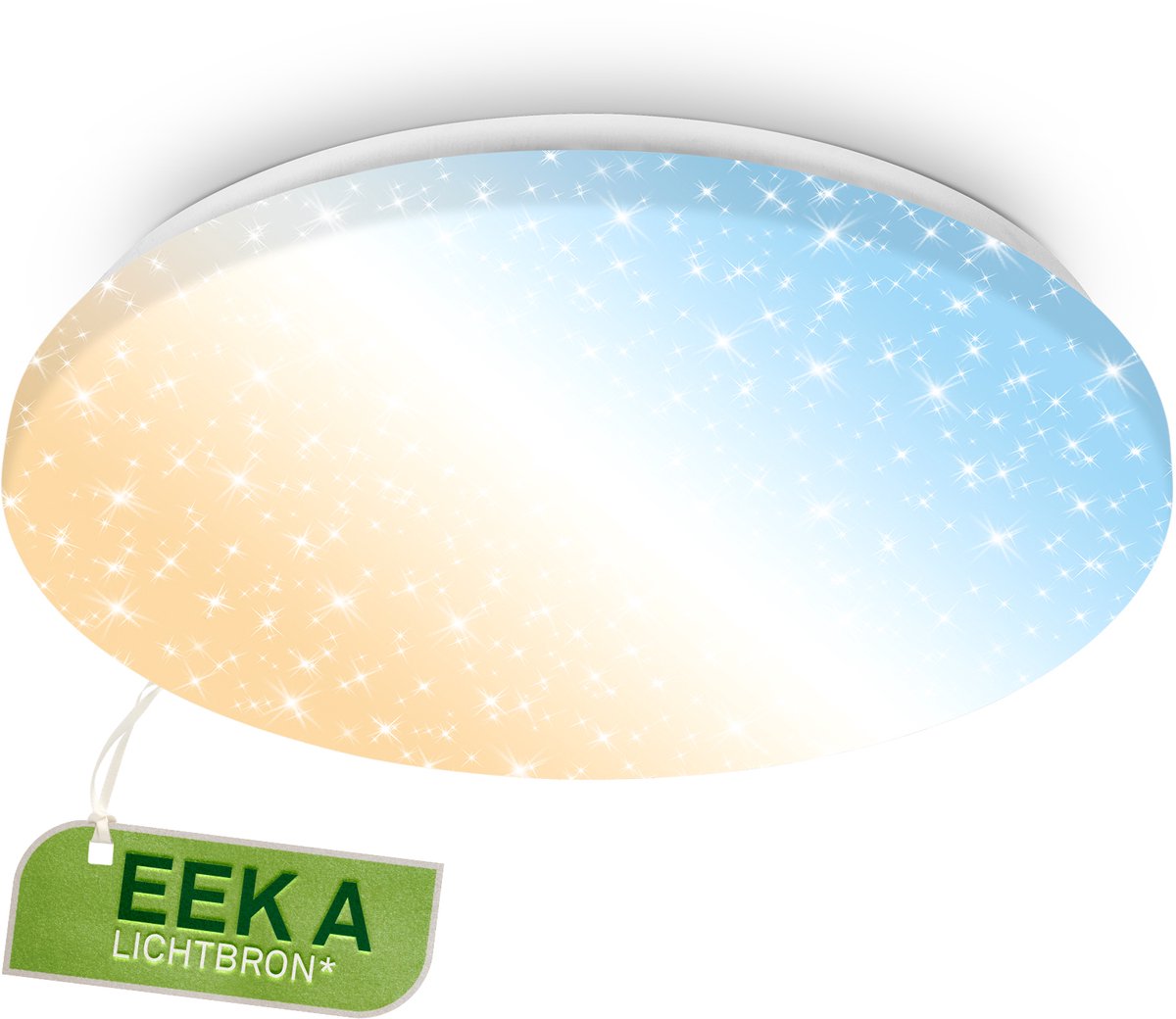 BRILONER Verb A - CCT LED Plafondlamp - EEK A lichtbron* - plafonniere met sterrenhemeleffect - dimbaar met afstandsbediening -geheugen- en nachtlichtfunctie - Ø38cm - wit