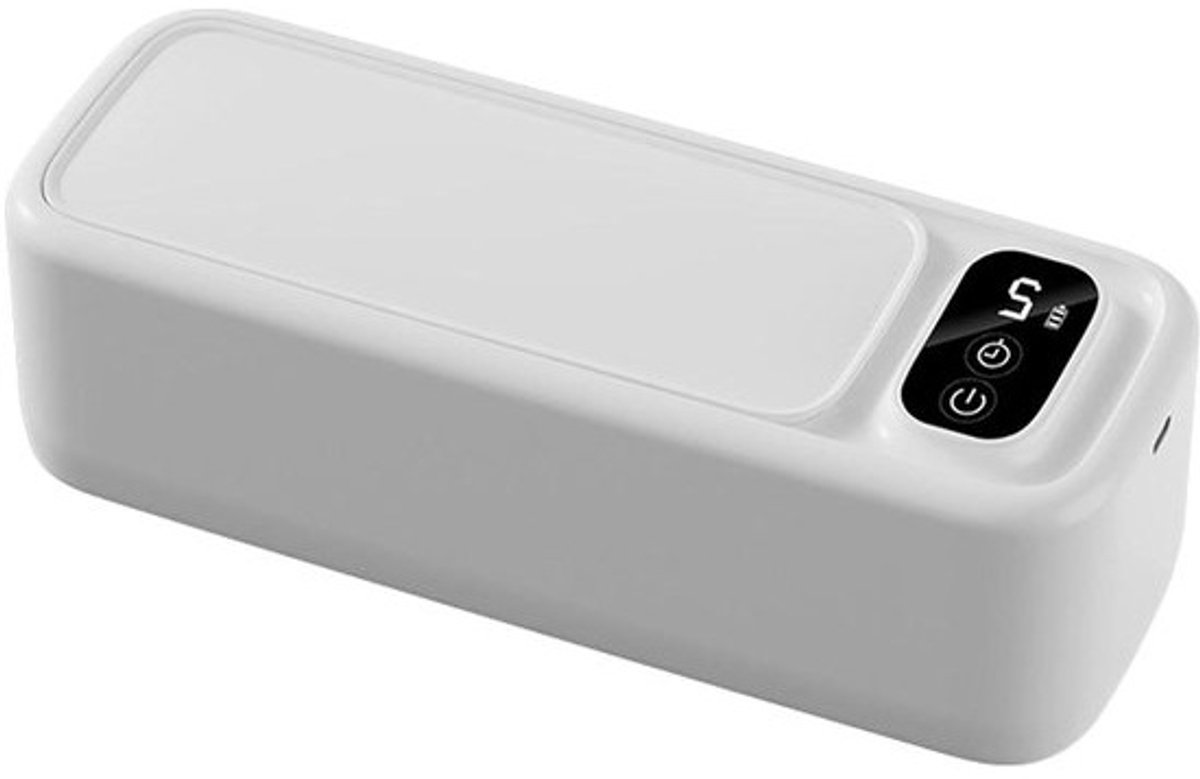 Ultrasone Reiniger - Sieradenreiniger Brillen - Grondig Reinigen - 360 Graden Was - 22x8x6.5 cm - Wit
