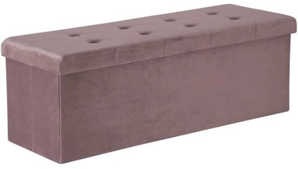 Poef - Roze Velvet - Opbergpoef - Hocker - Bankje - Schoenenbankje - Opslag Poef - Woonkamer, Hal, Slaapkamer