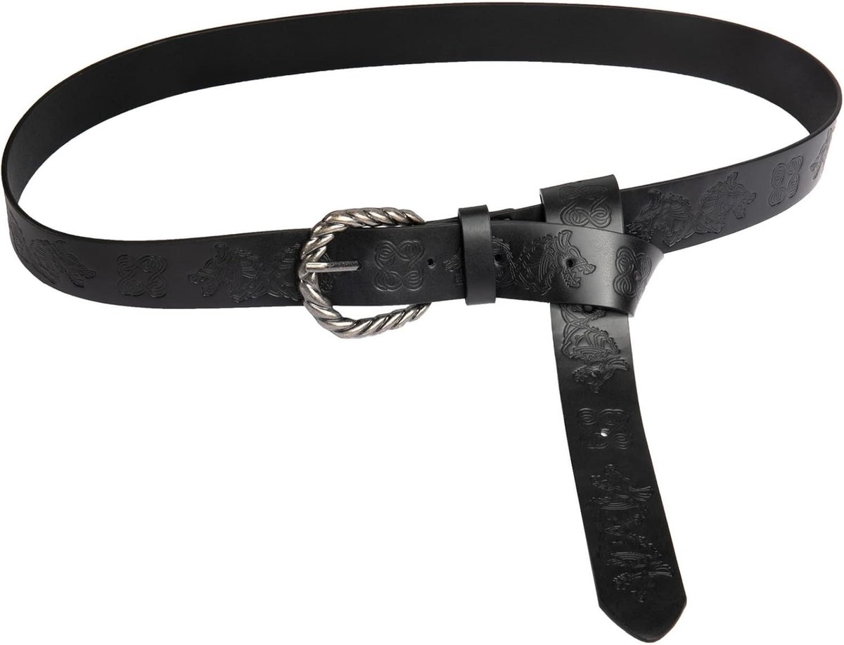 Renaissance Riem met Viking Draak Patroon, Faux Leer, Vintage Cosplay Kostuum Accessoire voor Mannen, Middeleeuwse Stijl en Historische Kleding