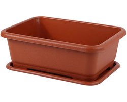 Ulisem - Rechthoekige Plantenbak Met Waterreservoir Grote Capaciteit - Plantenpot - Eenvoudige Afwatering - Duurzaam Ontwerp - Veelzijdig Voor Balkon Patio Binnenkweek Groente Bloemen Kruiden Rood