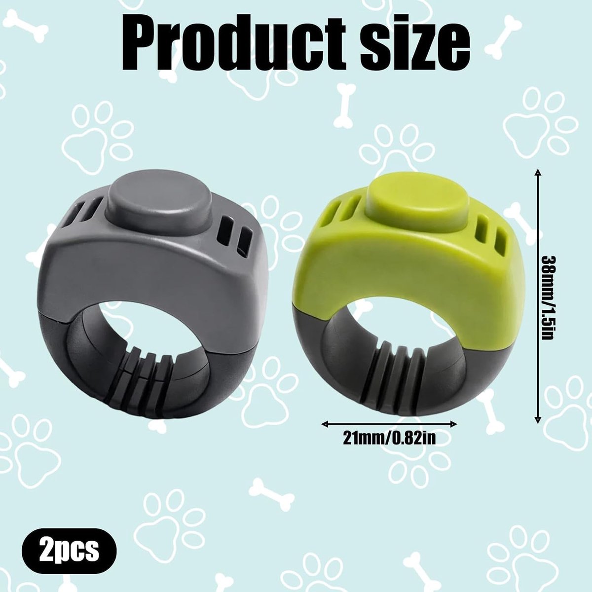 Hondentraining (19 mm/21 mm), clicker voor honden, katten, paarden, clicker in ring voor vingers, geschikt voor de training van honden, katten en paarden