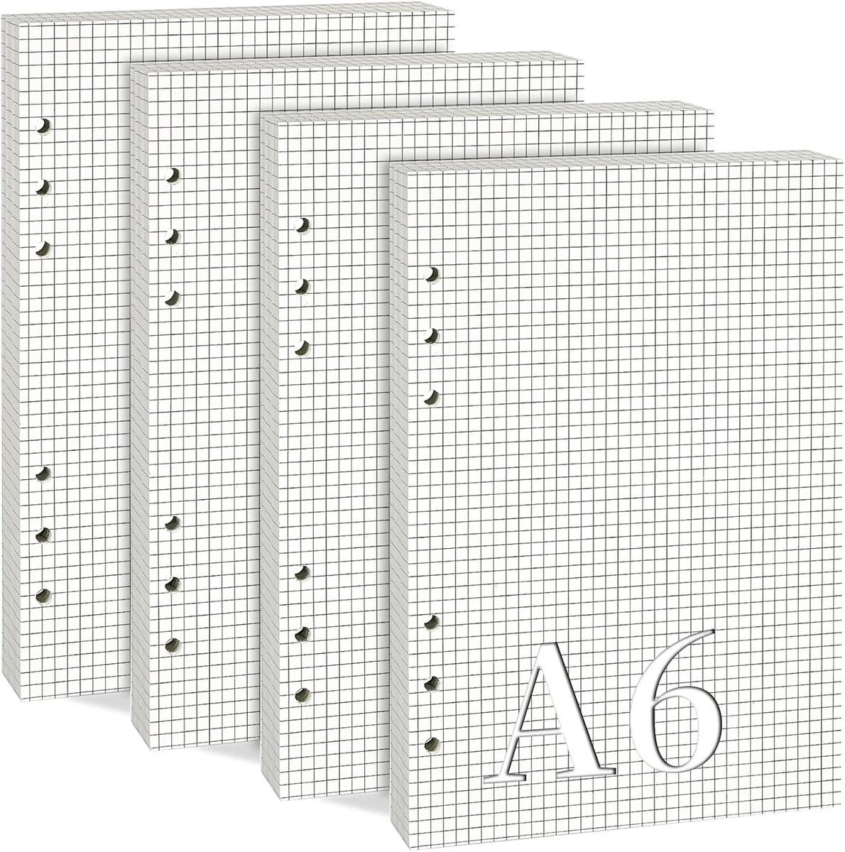 Navulpapier, 180 vellen, A6, navulpapier, A6, navulpapier, 6 gaten, A6 navulpapier, geruit, voor A6, notitieboek, dagboek, schets, schilderen