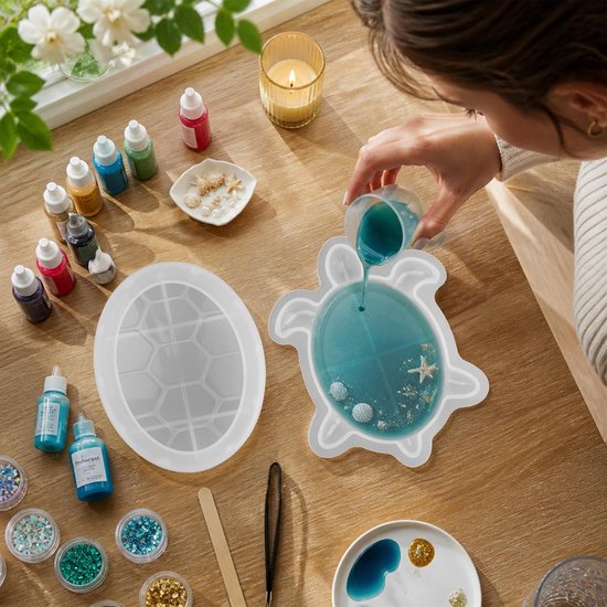 Doos Harsvorm met Deksel, 3D-Zeeschildpad Opbergmal voor DIY-Epoxyharsknutselen Herbruikbaar Oceandier Thema Sieradendoos voor Woondecoratie Snuisterijen Sleutelhangers — afbeelding 3