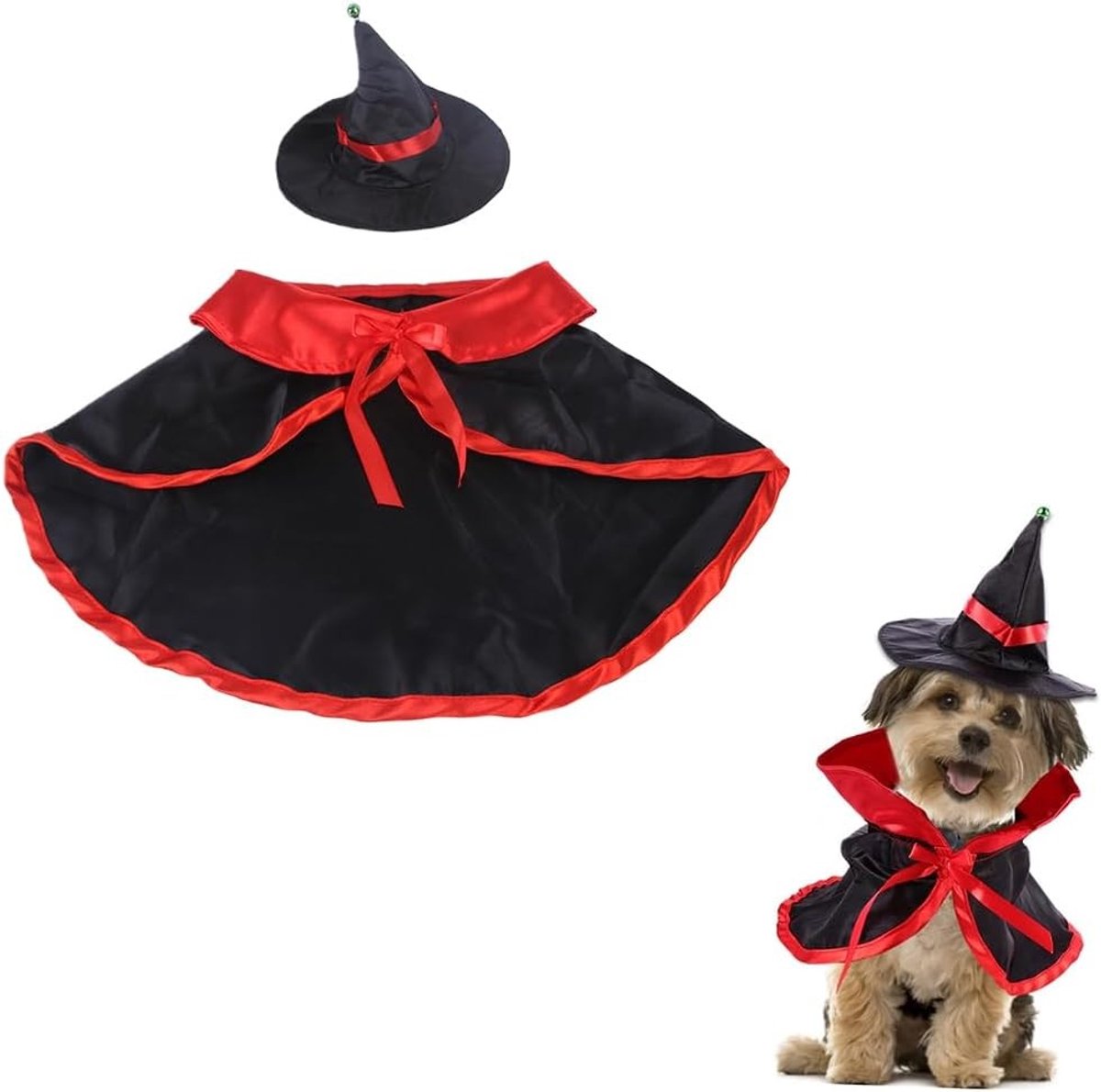 Halloween Kostuum voor Huisdieren - Vampier Cape voor Honden en Katten, Grappige Verkleedkleding voor Feestdagen, Cosplay en Halloween Activiteiten