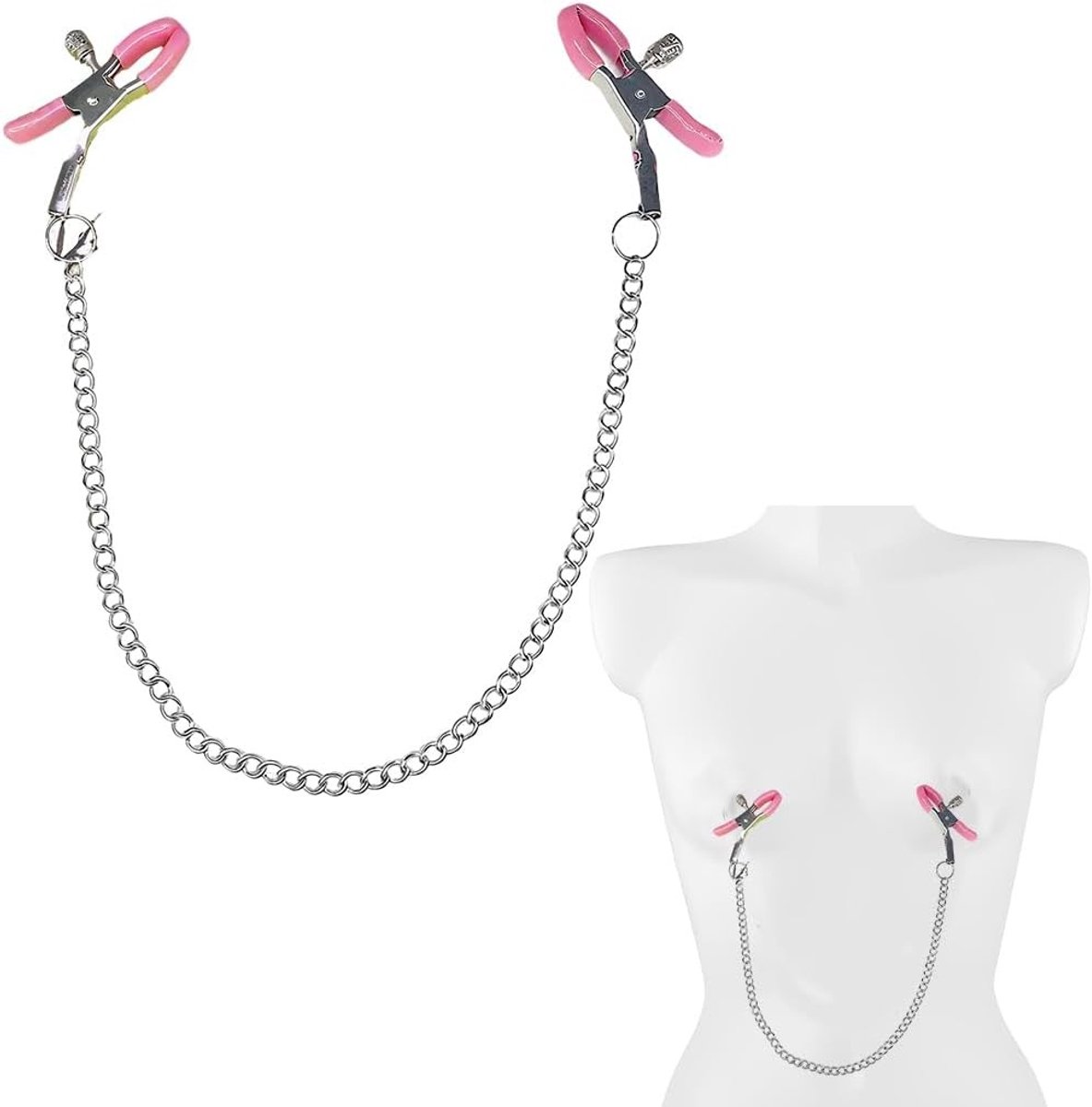Roestvrijstalen tepelklem voor vrouwen en mannen, tepelstimulator, erotische accessoires, roze tepelklemmen